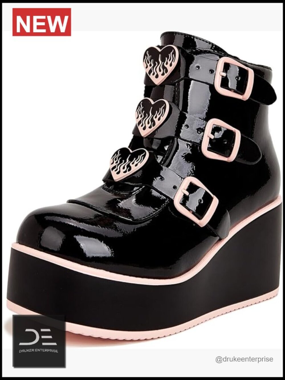 Women Platform Chunky Ankle Boots - Round Toe Zipper Wedges High Heels Rave